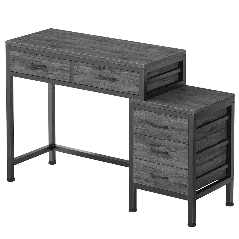 JIONJOY 51 Computer Desk with 5 Drawers & Printer Stand, Home Office Writing Desk for Study, Bedroom & Living Room