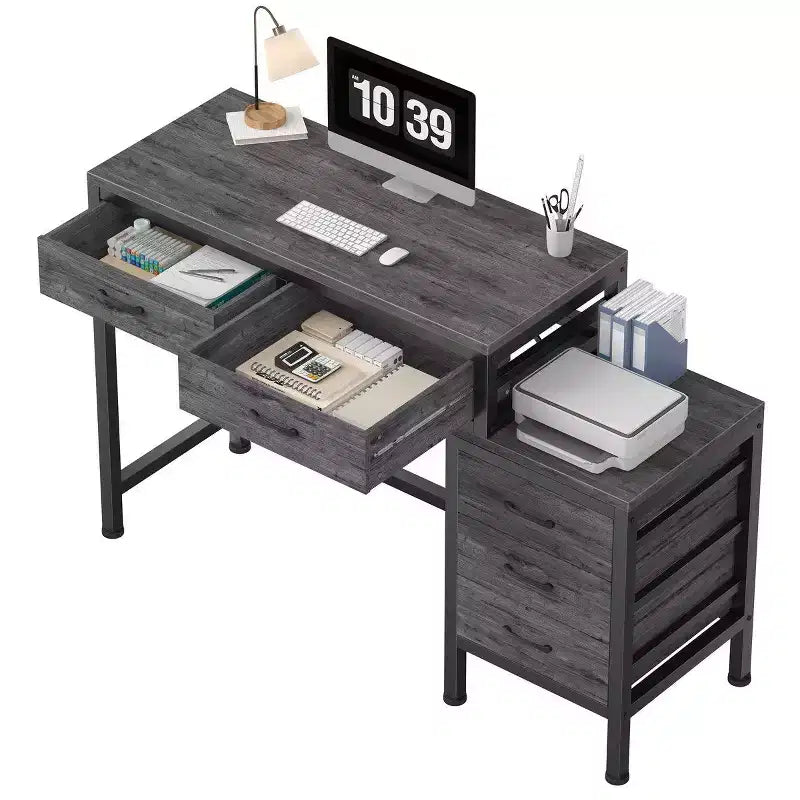 JIONJOY 51 Computer Desk with 5 Drawers & Printer Stand, Home Office Writing Desk for Study, Bedroom & Living Room