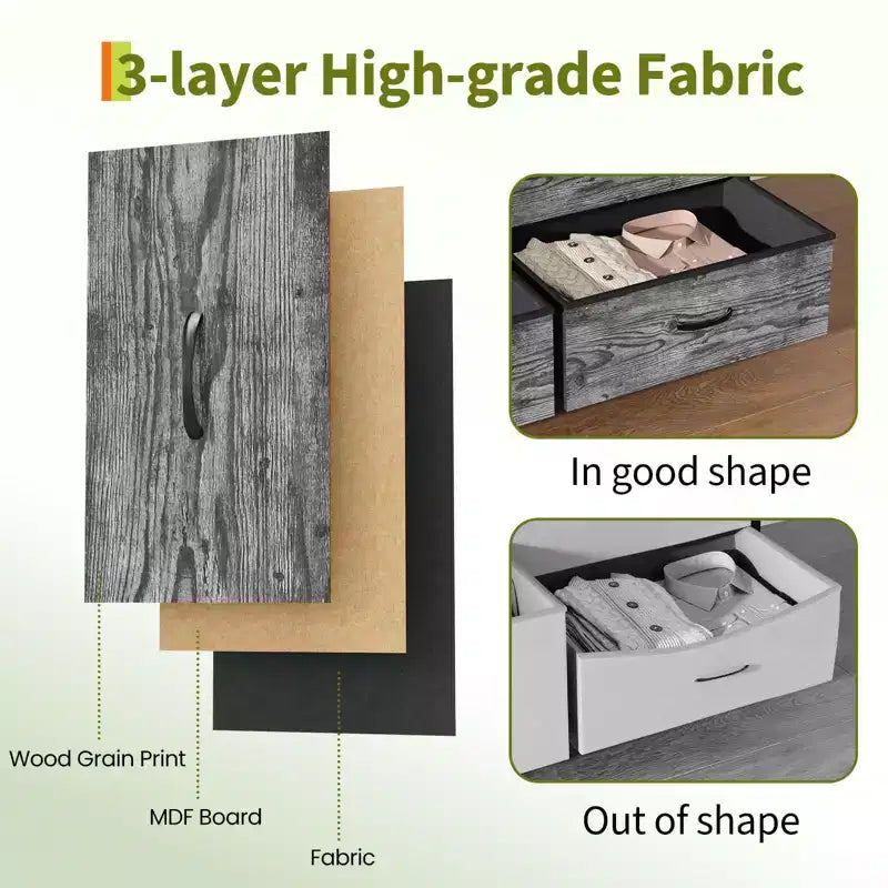 Dresser for Bedroom, Wide 9 Drawer Dresser TV Stand, Metal Frame Closet Storage Chest, Fabric Drawer Storage Cabinet Organizer