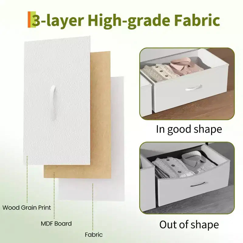 Dresser for Bedroom, Wide 9 Drawer Dresser TV Stand, Metal Frame Closet Storage Chest, Fabric Drawer Storage Cabinet Organizer