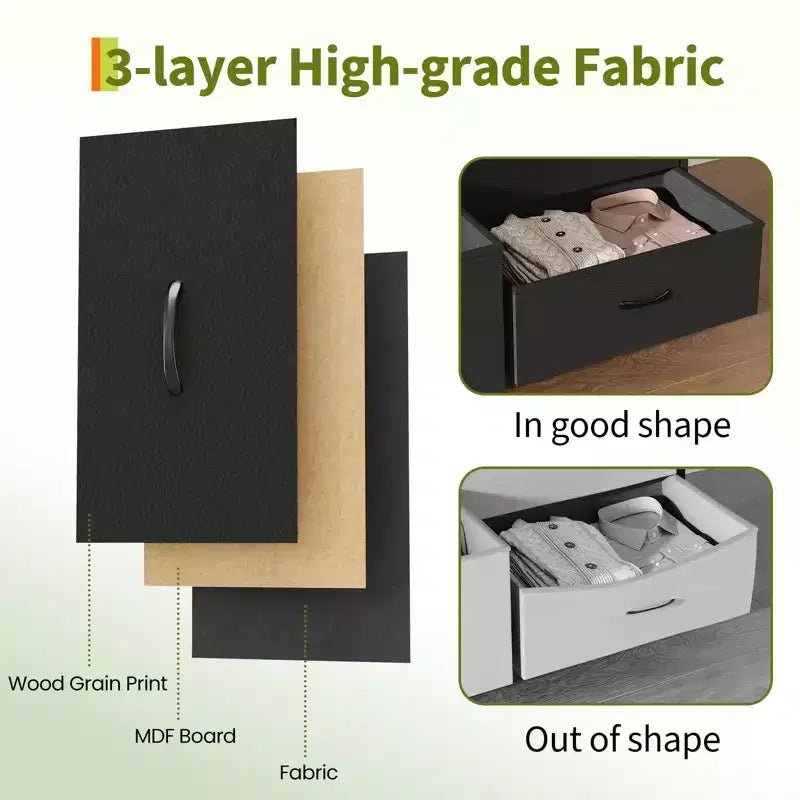 Dresser for Bedroom, Wide 9 Drawer Dresser TV Stand, Metal Frame Closet Storage Chest, Fabric Drawer Storage Cabinet Organizer