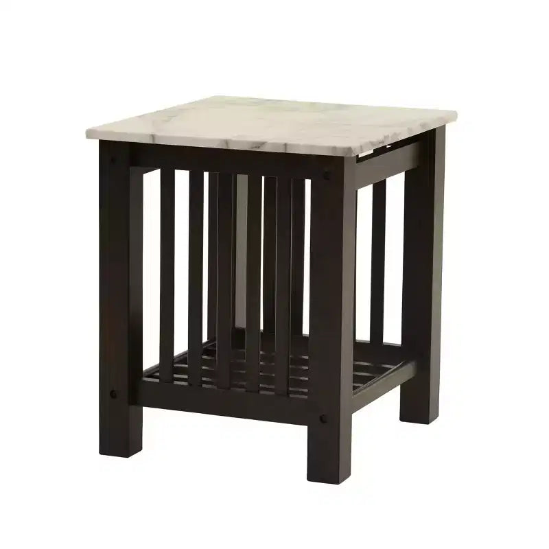 GDFStudio Mason Modern Wood Contemporary End Table with Faux Marble Top