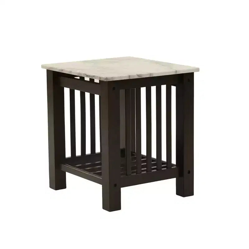 GDFStudio Mason Modern Wood Contemporary End Table with Faux Marble Top