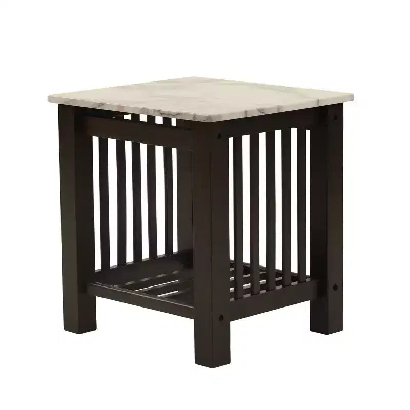 GDFStudio Mason Modern Wood Contemporary End Table with Faux Marble Top