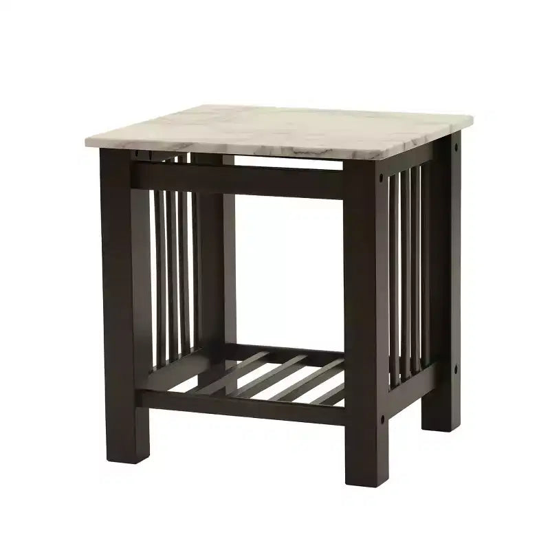 GDFStudio Mason Modern Wood Contemporary End Table with Faux Marble Top