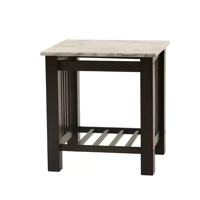 GDFStudio Mason Modern Wood Contemporary End Table with Faux Marble Top