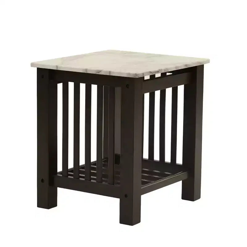 GDFStudio Mason Modern Wood Contemporary End Table with Faux Marble Top