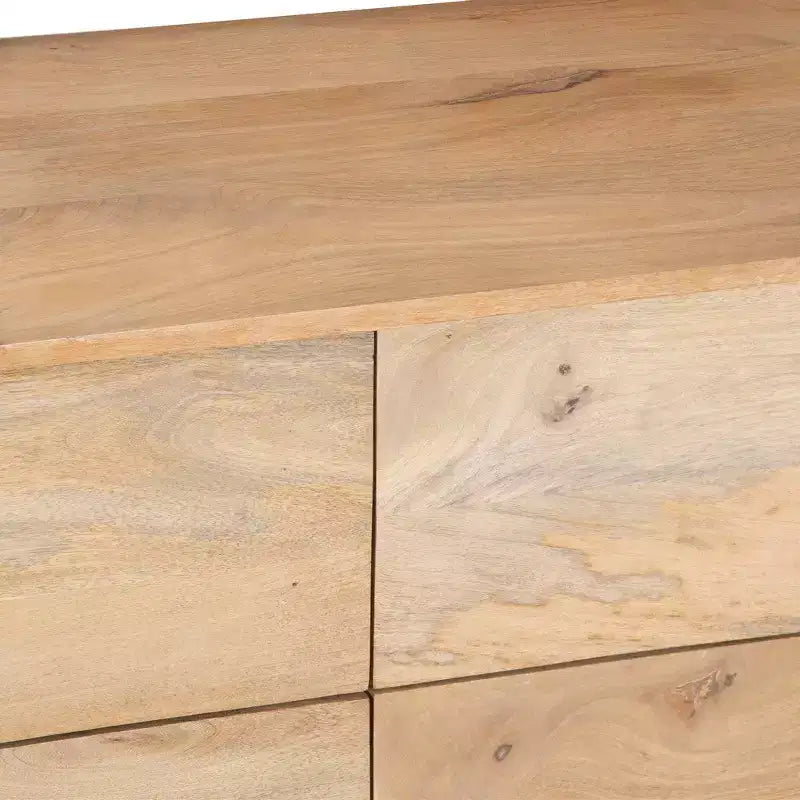 Royal Hampton Geti 84 Inch Wide Dresser, 9 Spacious Drawers, Handcrafted Natural Oak White Mango Wood
