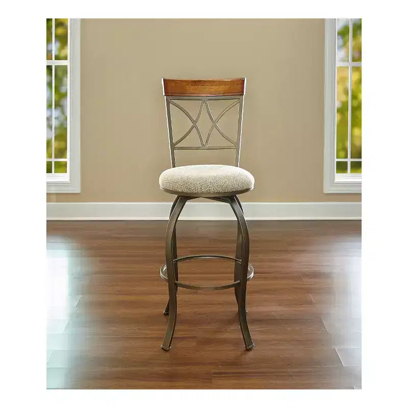 29" Carter Upholstery Swivel Barstool Metal/Tan/Cherry - Powell Company