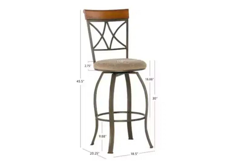 29" Carter Upholstery Swivel Barstool Metal/Tan/Cherry - Powell Company