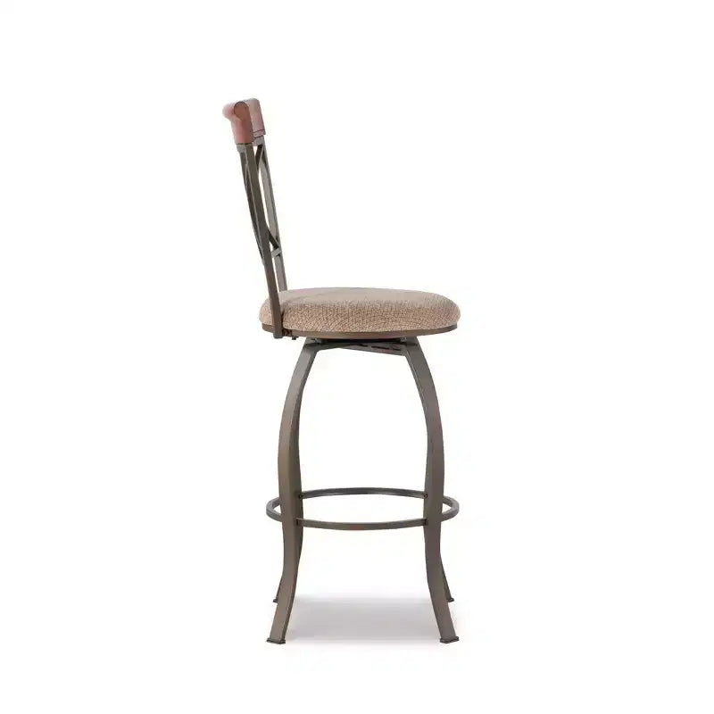 29" Carter Upholstery Swivel Barstool Metal/Tan/Cherry - Powell Company