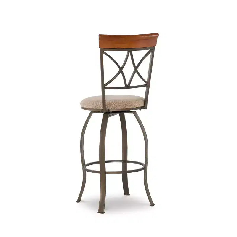 29" Carter Upholstery Swivel Barstool Metal/Tan/Cherry - Powell Company