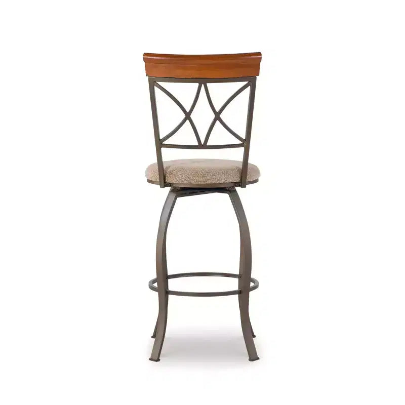 29" Carter Upholstery Swivel Barstool Metal/Tan/Cherry - Powell Company