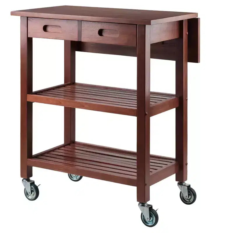Jonathan Kitchen Cart Walnut - Winsome: Rolling Island with Storage, Wood Composite Surface