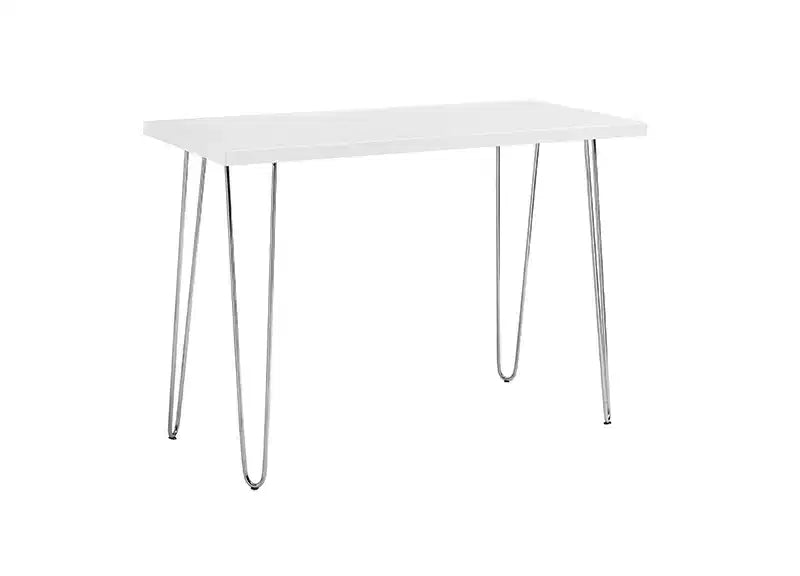 Gibby Modern Glam Hairpin Leg Writing Desk Faux White Marble - Saracina Home