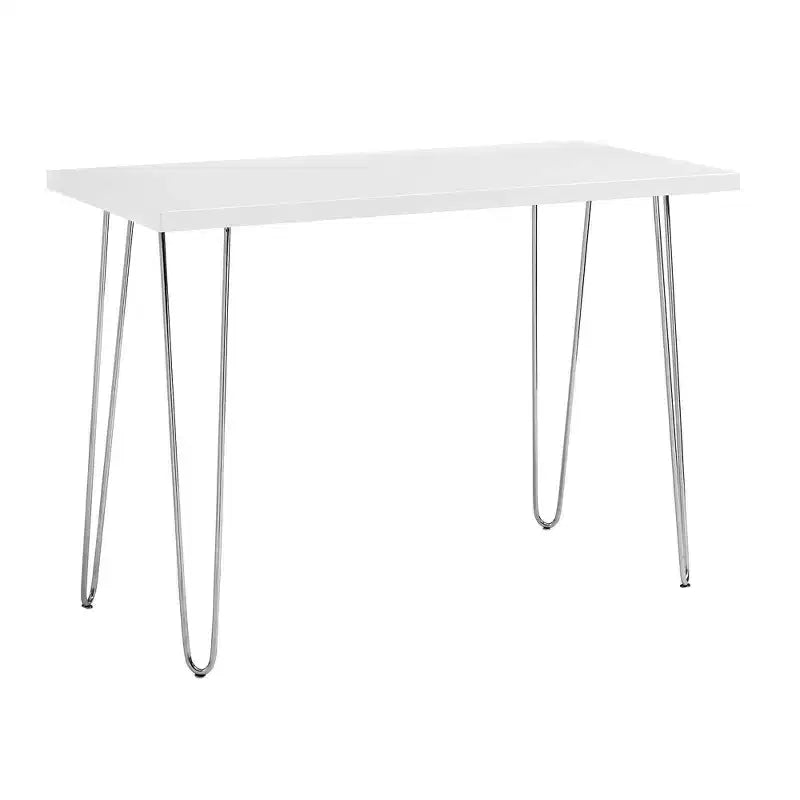 Gibby Modern Glam Hairpin Leg Writing Desk Faux White Marble - Saracina Home