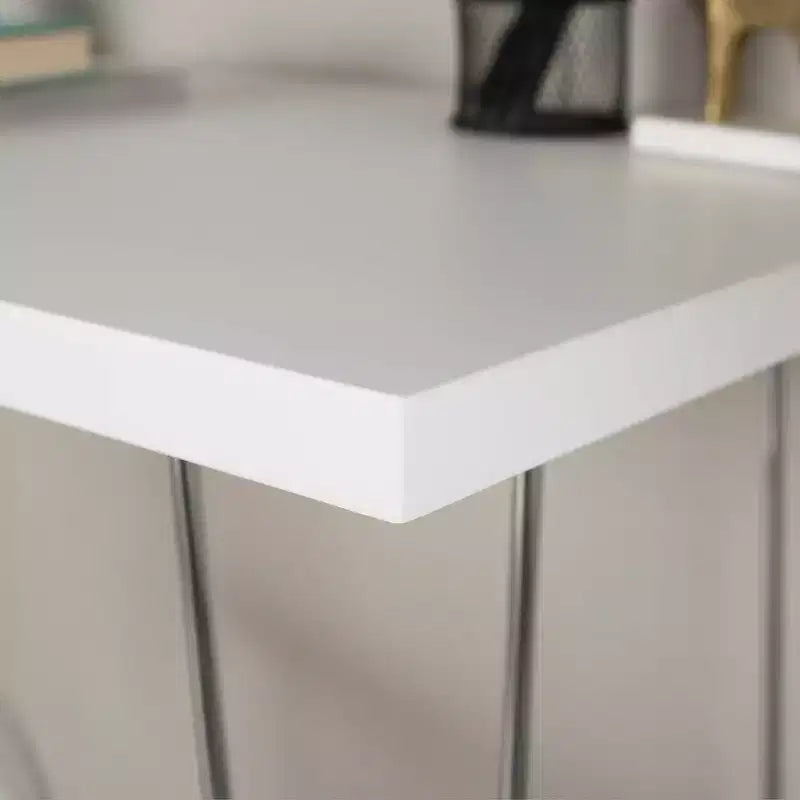 Gibby Modern Glam Hairpin Leg Writing Desk Faux White Marble - Saracina Home
