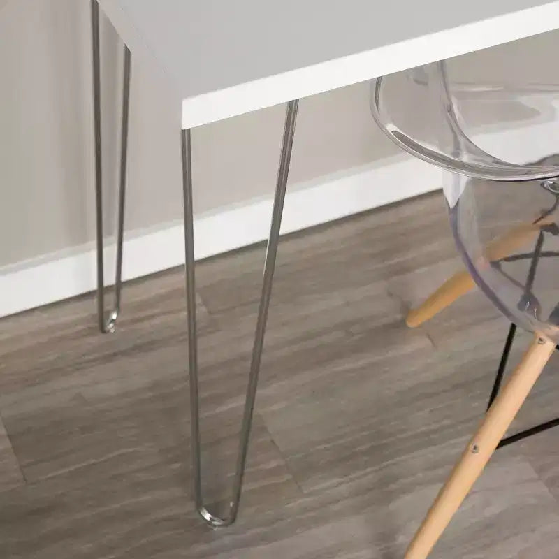 Gibby Modern Glam Hairpin Leg Writing Desk Faux White Marble - Saracina Home