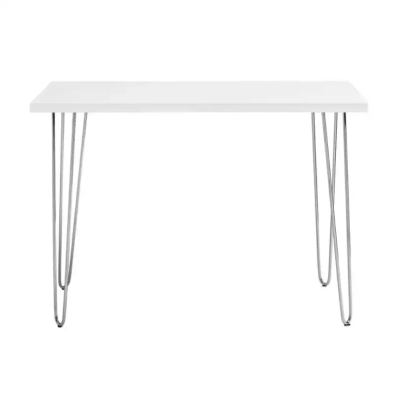 Gibby Modern Glam Hairpin Leg Writing Desk Faux White Marble - Saracina Home