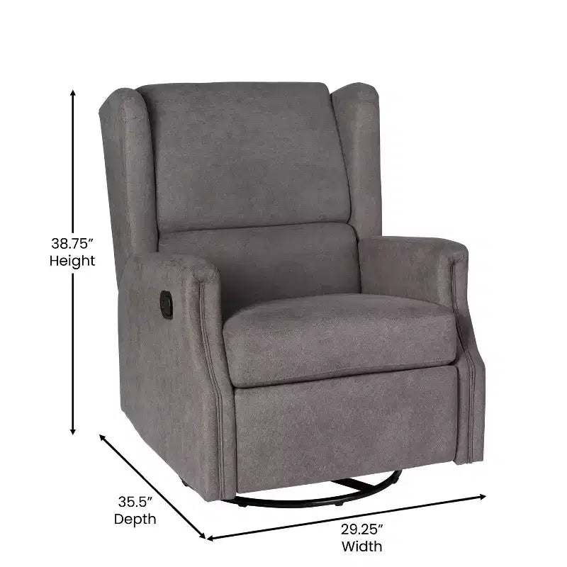 Merrick Lane 3-in-1 Wingback Manual Recliner Rocker Swivel Glider Chair