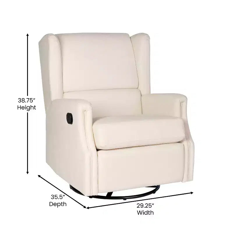 Merrick Lane 3-in-1 Wingback Manual Recliner Rocker Swivel Glider Chair