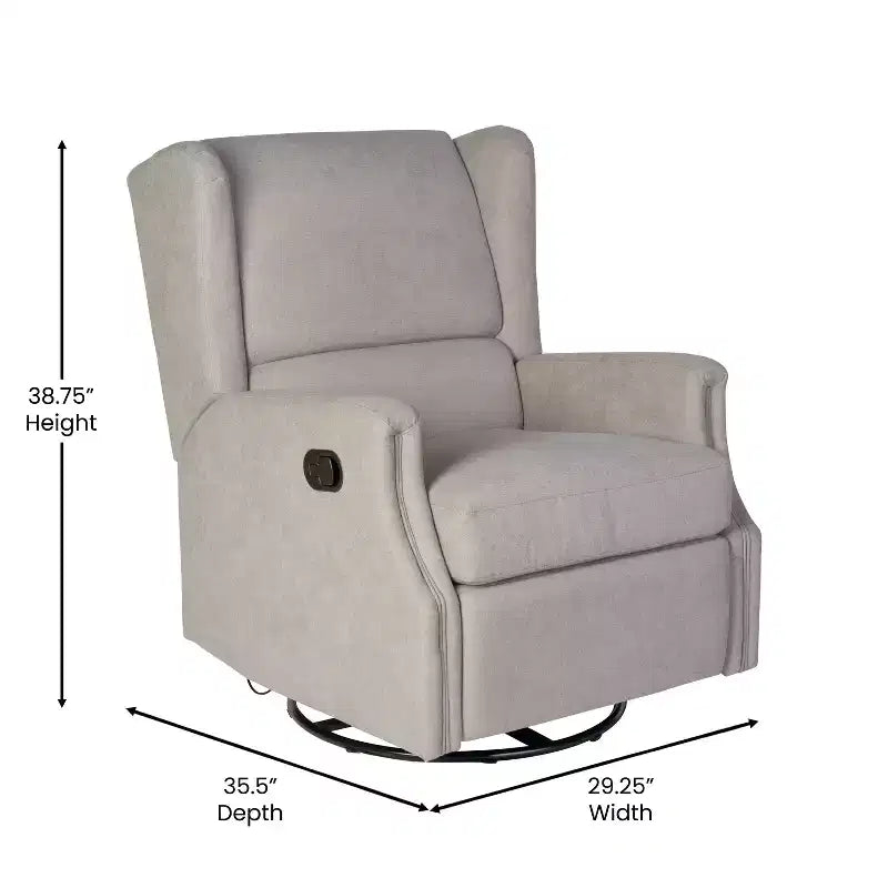 Merrick Lane 3-in-1 Wingback Manual Recliner Rocker Swivel Glider Chair