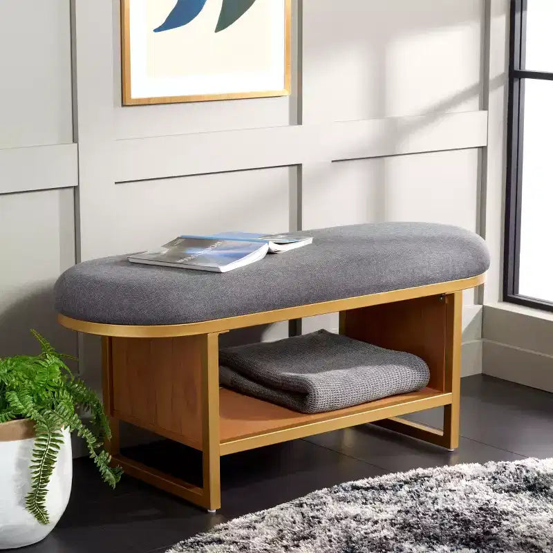 Iona Open Shelf Bench With Cushion - BCH5002 - Safavieh