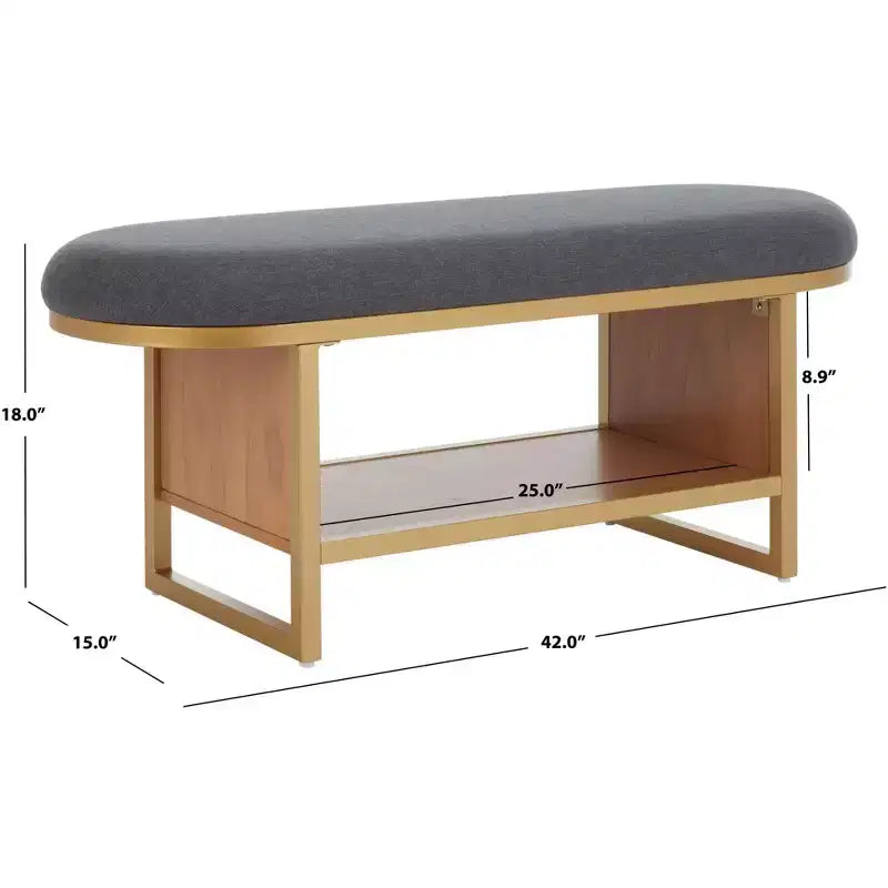 Iona Open Shelf Bench With Cushion - BCH5002 - Safavieh
