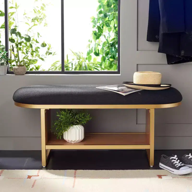 Iona Open Shelf Bench With Cushion - BCH5002 - Safavieh